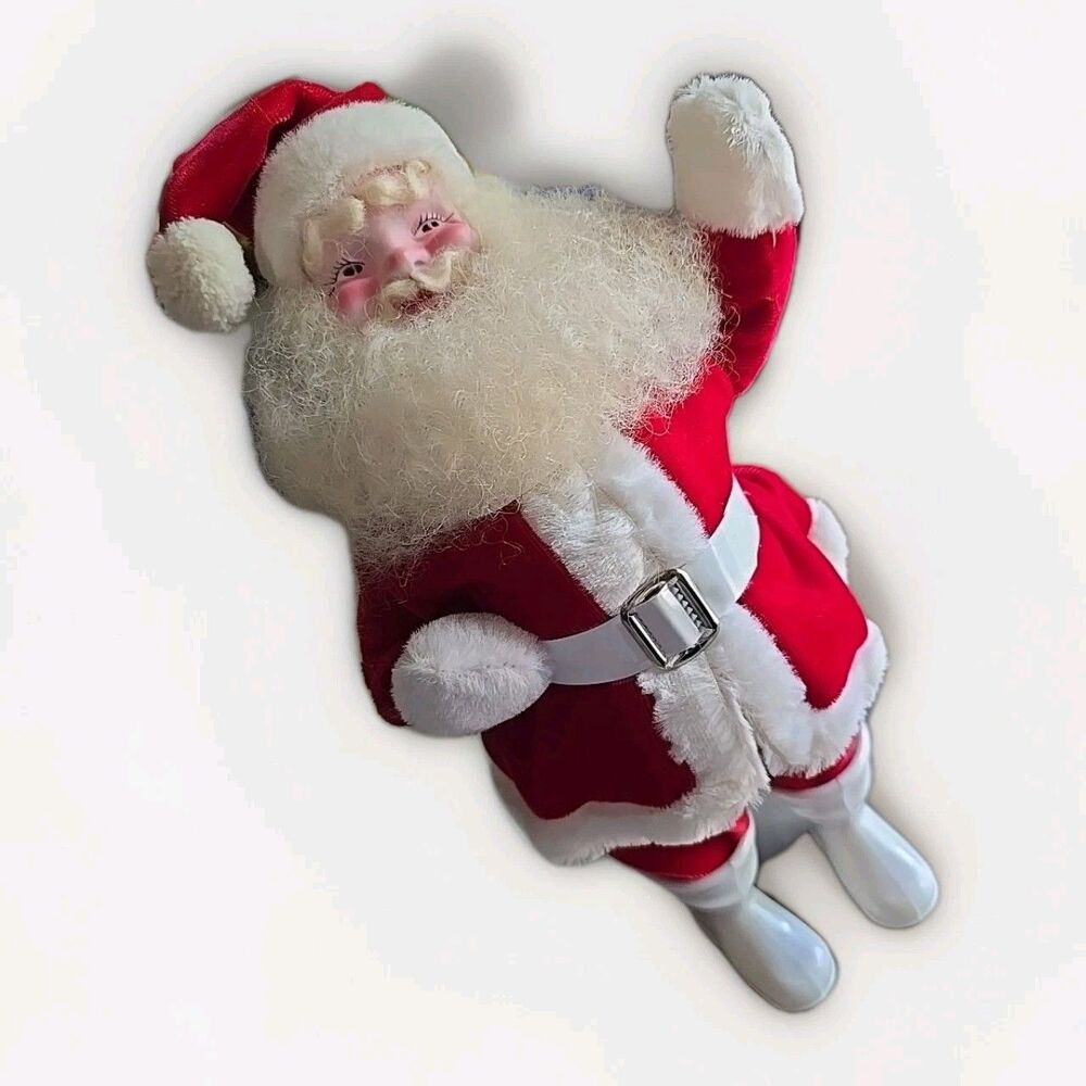 Vintage 1950's Harold Gale 14-15" Santa Claus Doll Red Velvet Suit White Boots